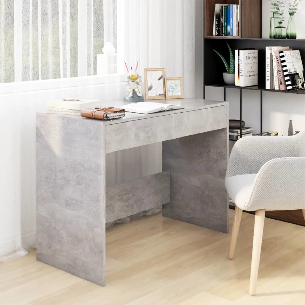 VidaXL Bureau 101x50x76,5 cm spaanplaat betongrijs