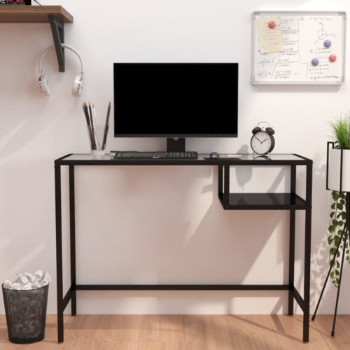 VidaXL Computerbureau 100x36x74 cm glas zwart