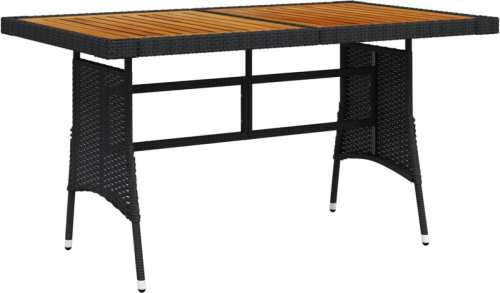 VidaXL Tuintafel 130x70x72 cm poly rattan en massief acaciahout zwart