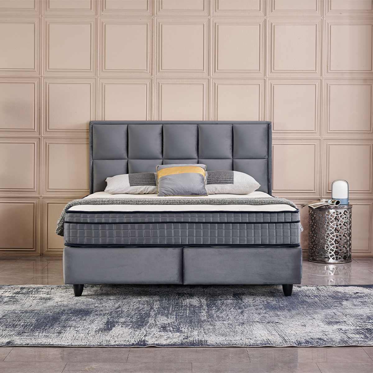 Dekbed Discounter Boxspring met Opbergbox - Miami -Zwart 140 x 200 cm, Montage: Excl. Montage