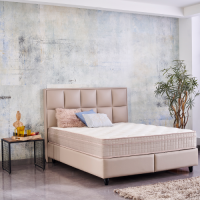 Dekbed Discounter Boxspring met Opbergbox - Miami -Taupe 180 x 200 cm, Montage: Incl. Montage