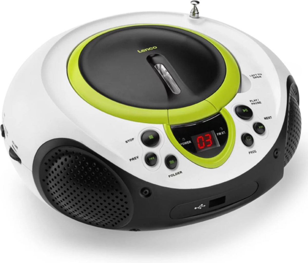 Lenco Radio/CD-speler SCD-38 groen en wit A001217