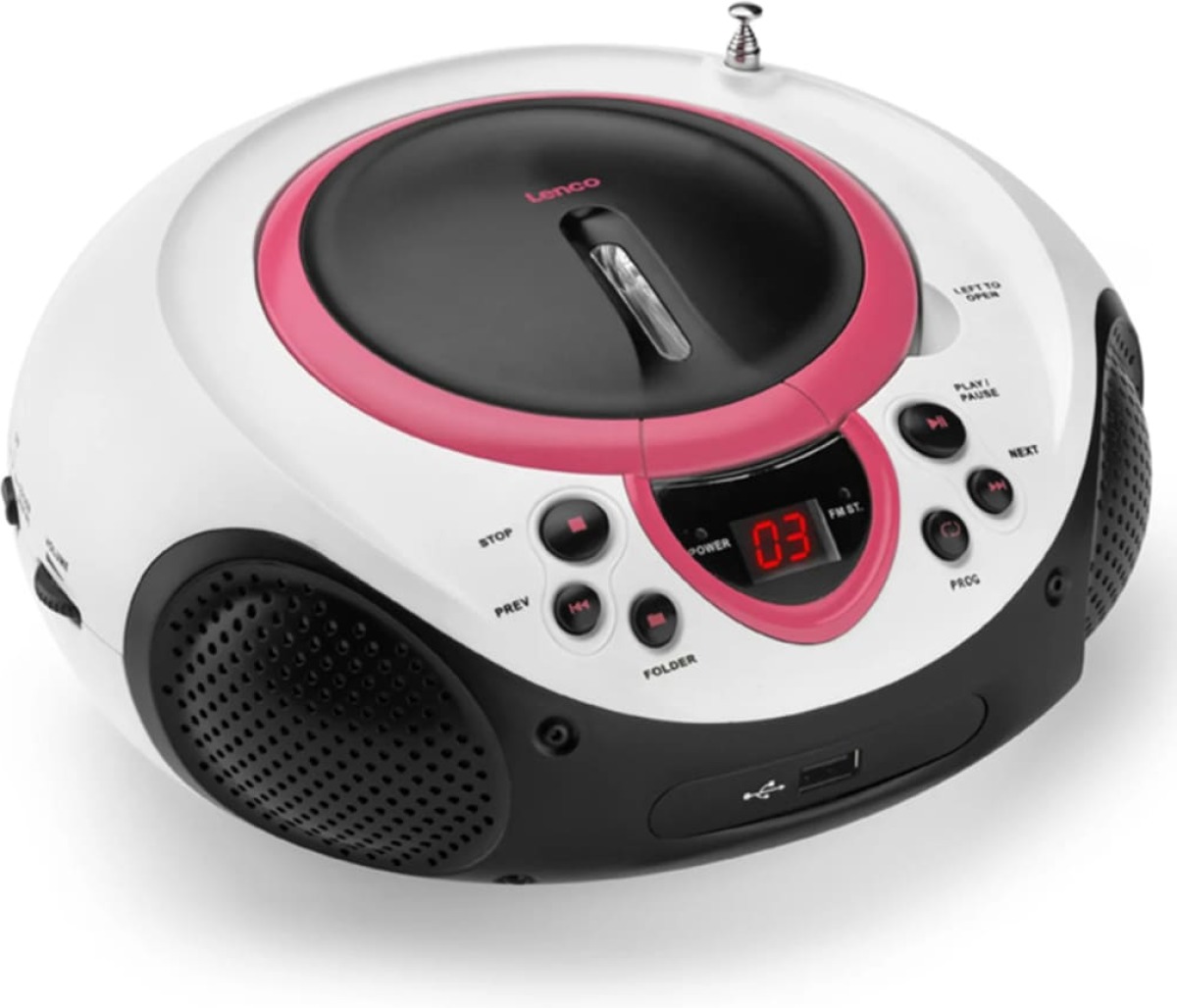 Lenco Radio/CD-speler SCD-38 roze en wit A001219
