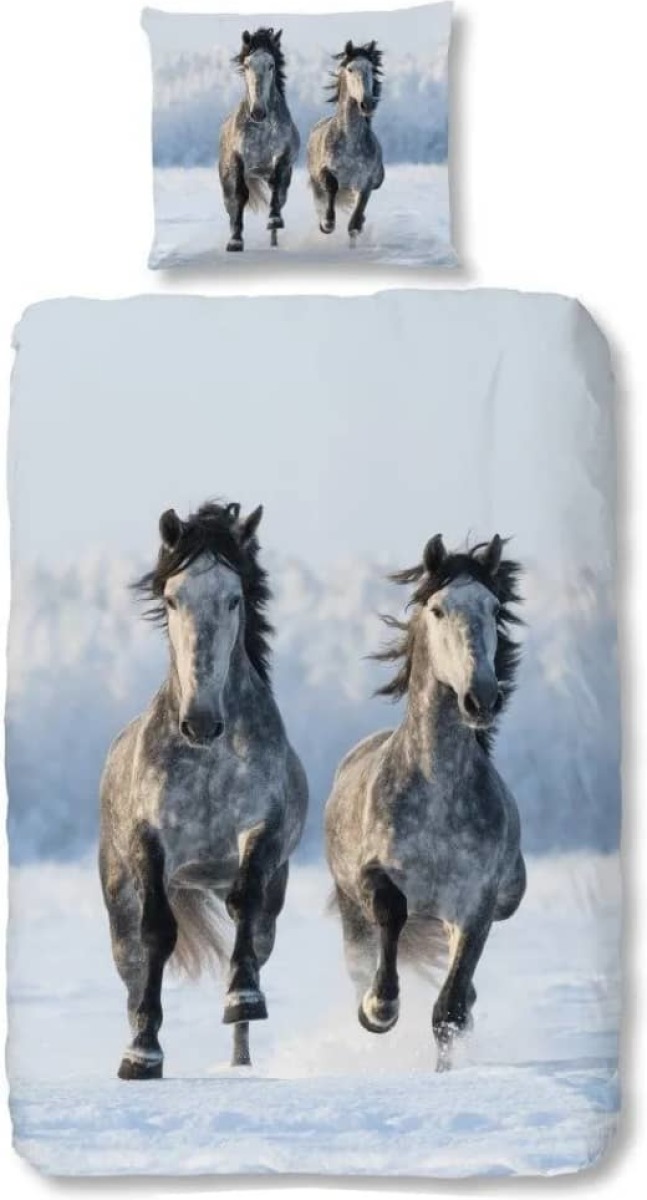 Good Morning Kinderdekbedovertrek SNOWHORSES 135x200 cm flanel