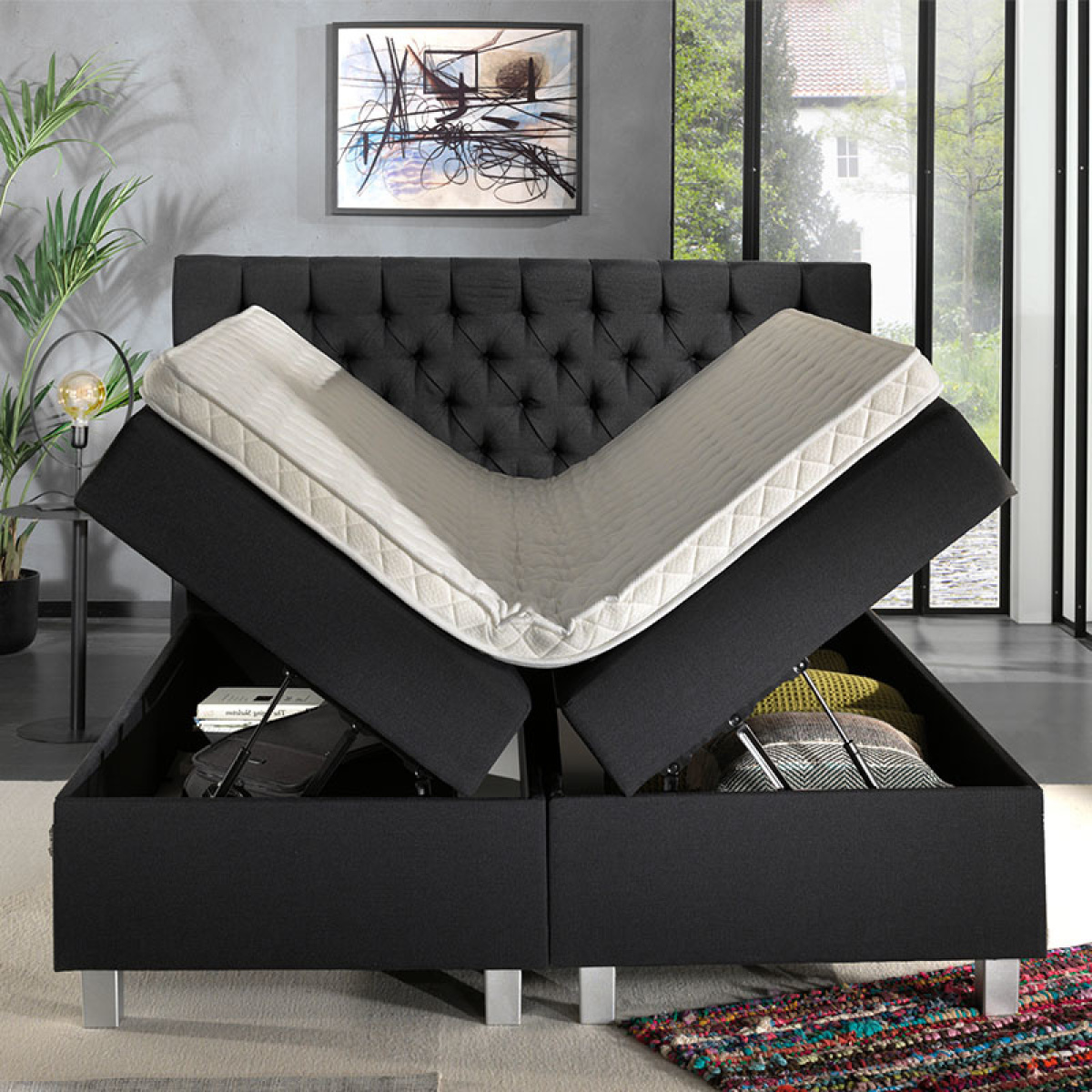 Dekbed Discounter Boxspring Met Opbergruimte - Urus 140 x 200, Montagekeuze: Excl. Montage