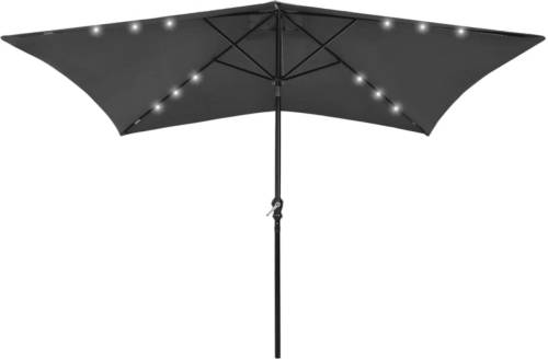 VidaXL Parasol Met Led's En Stalen Paal 2x3 M Antracietkleurig