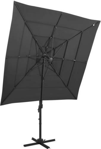 VidaXL Parasol 4-laags Met Aluminium Paal 250x250 Cm Antracietkleurig