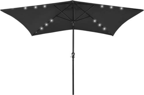 VidaXL Parasol Met Led's En Stalen Paal 2x3 M Zwart