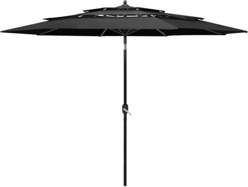 VidaXL Parasol 3-laags Met Aluminium Paal 3 M Antracietkleurig