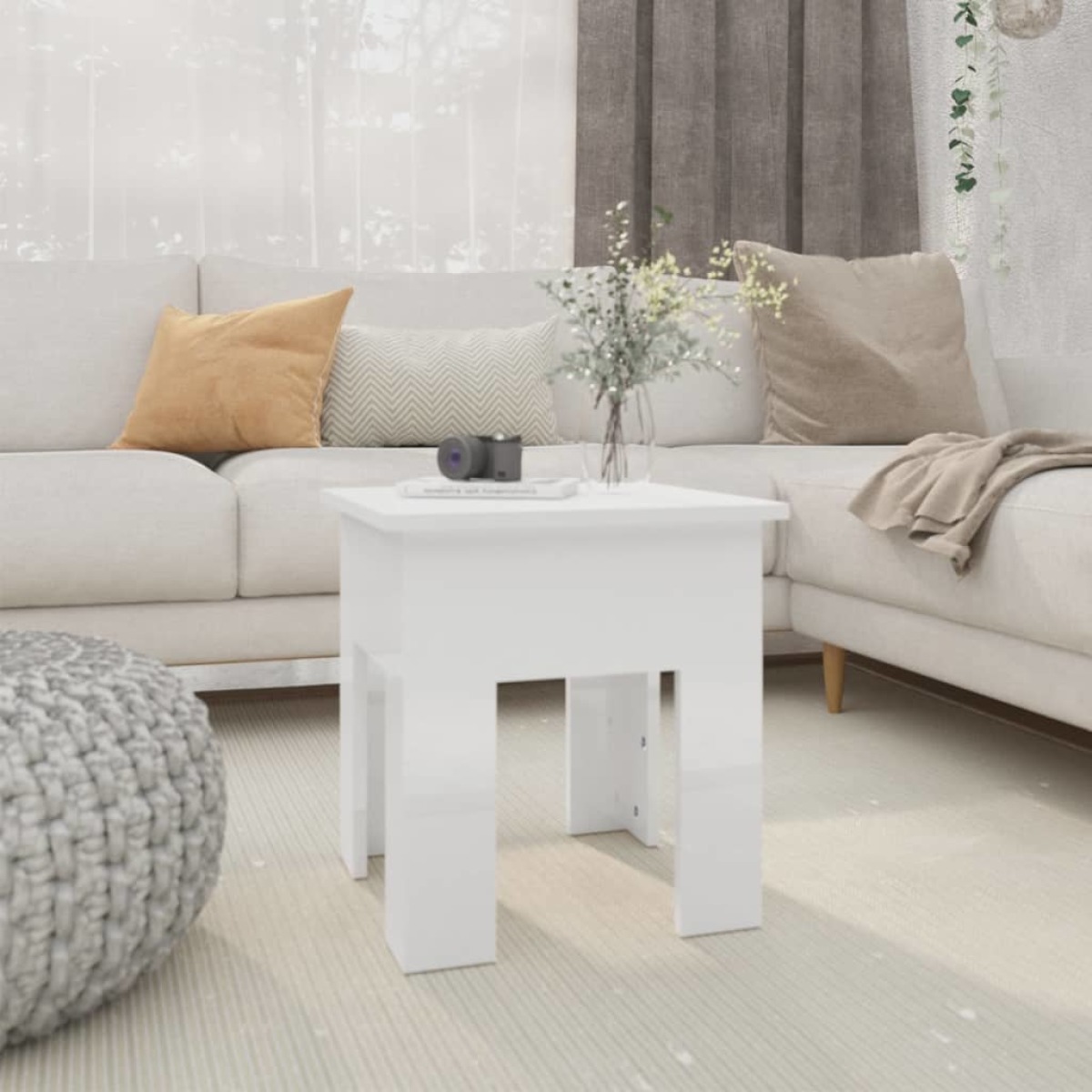 VidaXL Salontafel 40x40x42 cm spaanplaat hoogglans wit