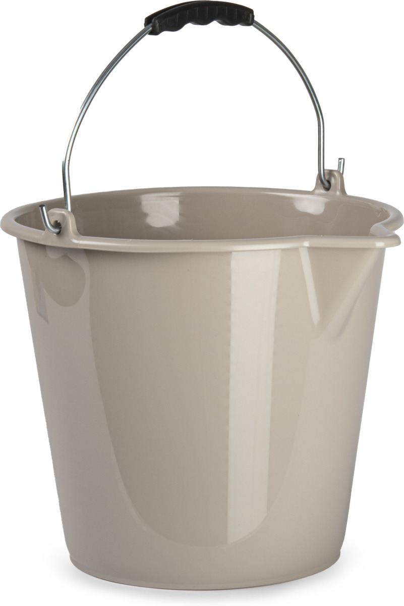 Forte Plastics Huishoud schoonmaak emmer kunststof taupe 9 liter inhoud 30 x 26 cm