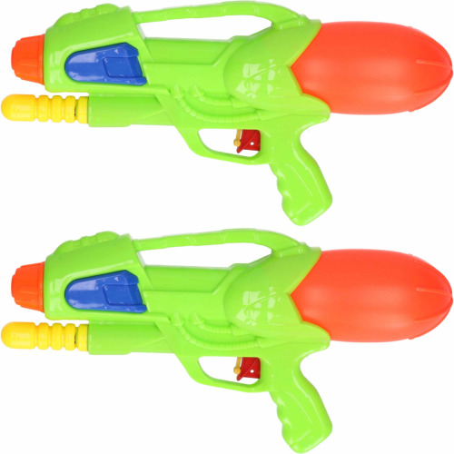 Merkloos 2x Waterpistool/waterpistolen 30 cm groen met pomp