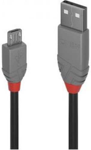 LINDY Anthra Line USB-kabel 2 m USB A Micro-USB B Mannelijk Zwart, Grijs