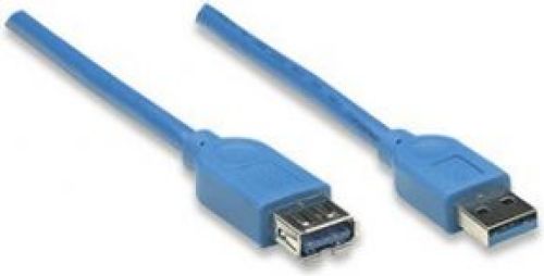 Manhattan 325394 1m USB A USB A Blauw USB-kabel