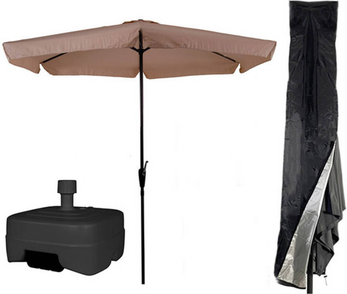 CUHOC Beige / Ecru Parasol - Parasolhoes - Extra Zware Vulbare Verrijdbare Parasolvoet