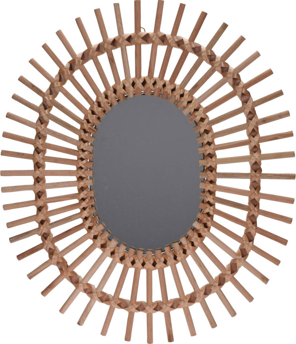 4Goodz Wandspiegel Zon Ovaal 58x49 Cm - Bruin