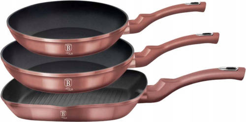 BerlingerHaus Berlinger Haus 6041 - Braadpannenset - 3 Delig - Gecoat - Rose Metallic Line