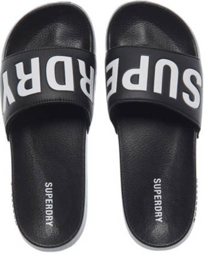 Superdry Sport Code Core Pool Slide badslippers zwart/wit