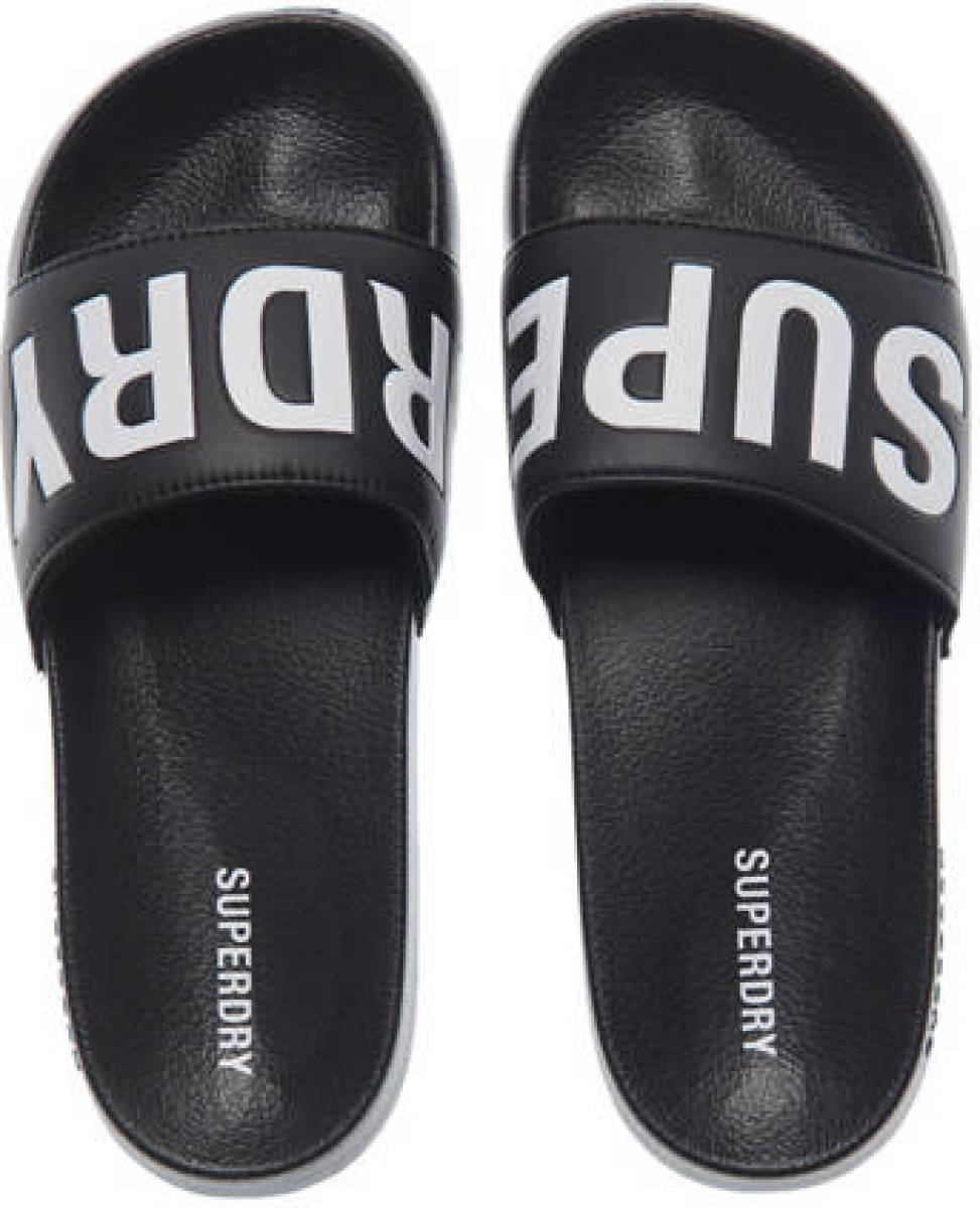 Superdry Sport Code Core Pool Slide badslippers zwart/wit