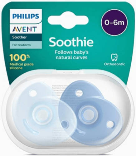 Philips Avent fopspeen SCF099/21 CURVED SOOTHIE BOY 0-6M (set van 2)