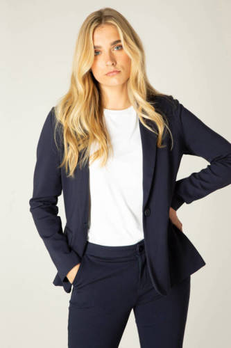 Base Level by Yest ongevoerde blazer Yolie donkerblauw