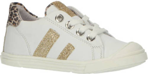 Pinocchio P1647 leren sneakers met glitters wit/goud