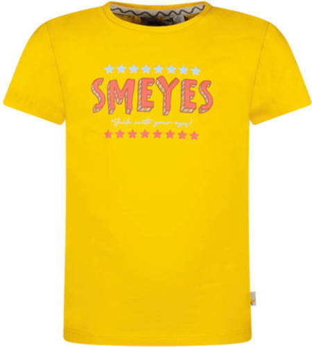 Moodstreet T-shirt met tekst geel