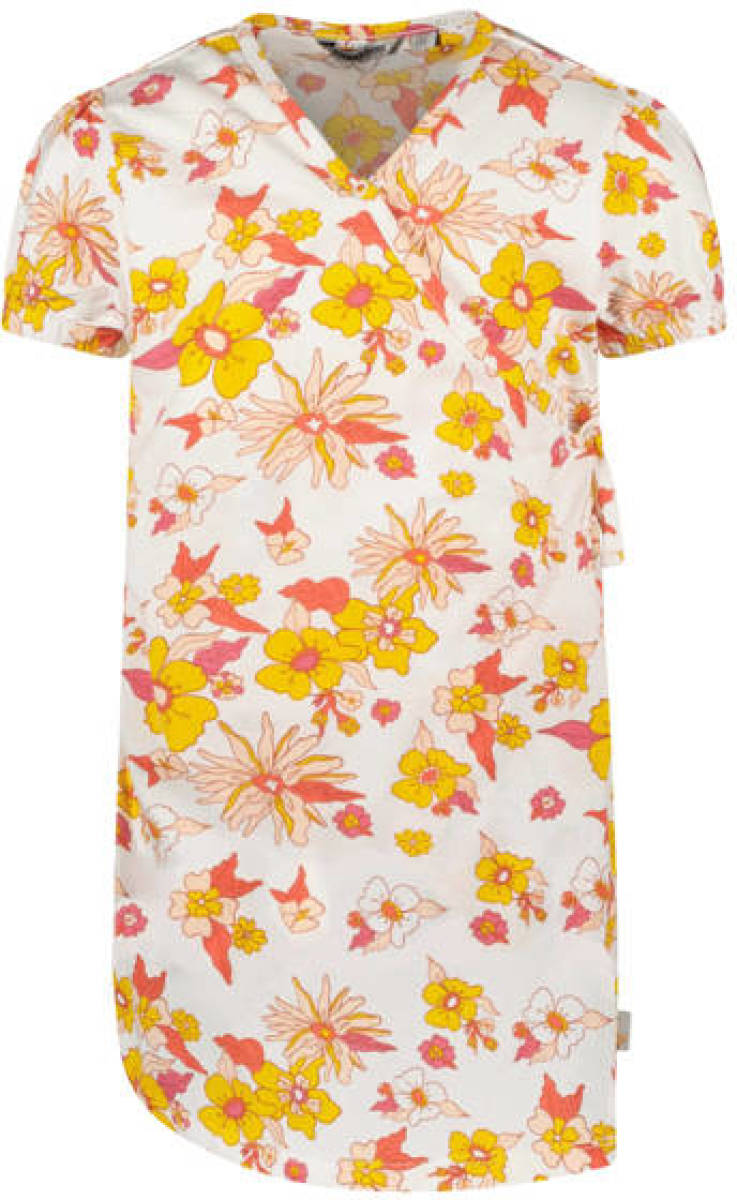 Moodstreet jumpsuit in jurklook wit/geel/koraalroze