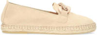 Manfield suède espadrilles met ketting beige