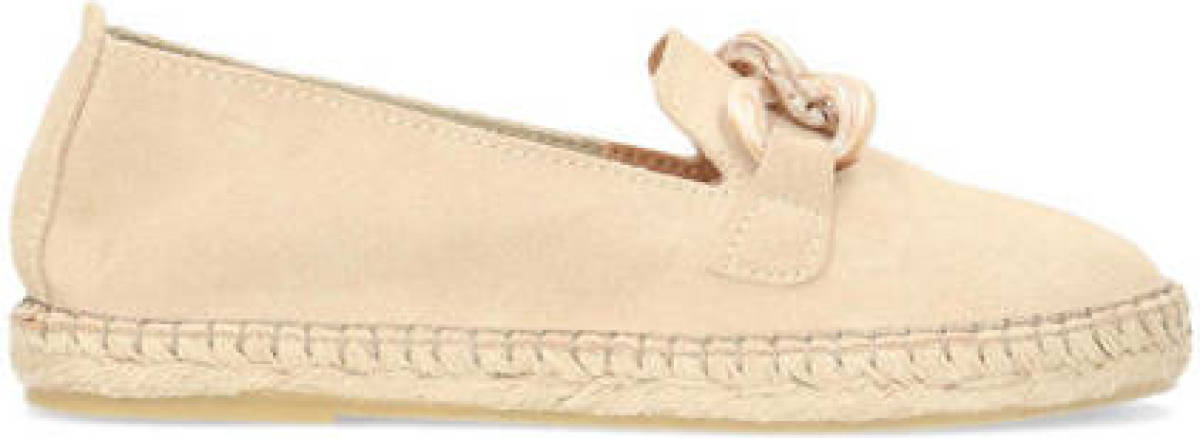 Manfield suède espadrilles met ketting beige