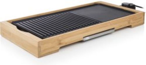 Tristar BP-2641 Grill Tafelblad Electrisch 2000W Bamboo, Zwart barbecue