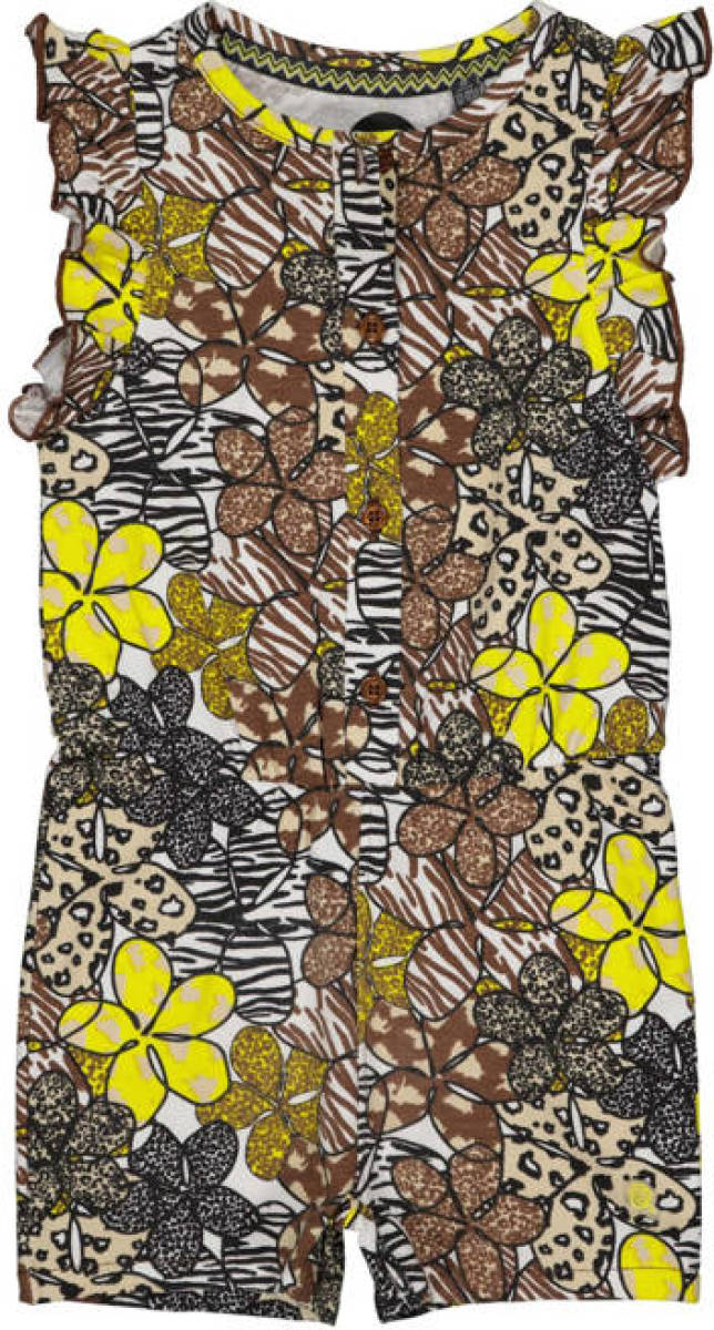 Quapi Mini gebloemde jumpsuit Naomi zand/geel