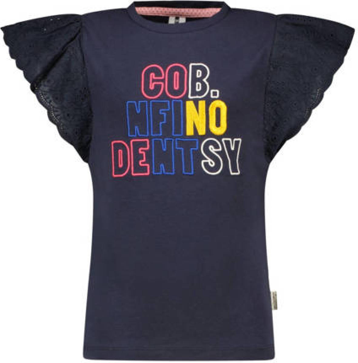 B.Nosy T-shirt met tekst en ruches marine
