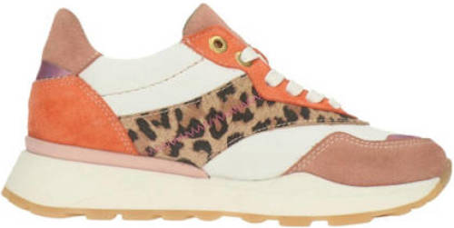 Bullboxer leren sneakers met panterprint oranje