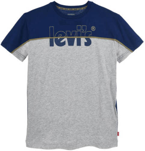 Levi's Kids T-shirt Split graphic met logo blauw/grijsmelange