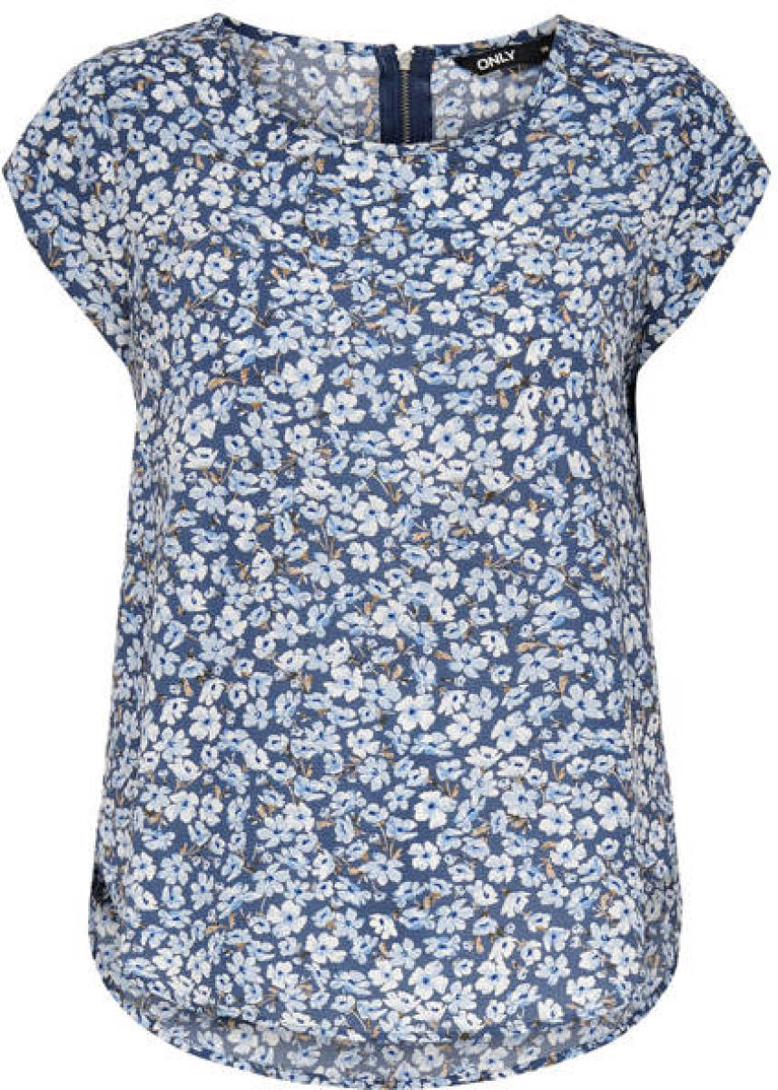 Only top ONLVIC met bloemenprint blauw/bruin