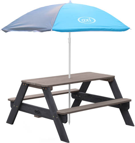 AXI Kinderpicknicktafel Nick met parasol bruin en grijs