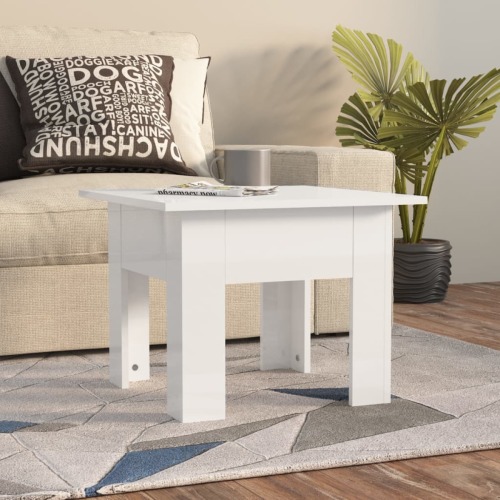 VidaXL Salontafel 55x55x42 cm spaanplaat hoogglans wit
