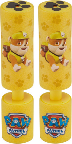 Merkloos 2x Geel foam waterspuit/waterpistolen Paw Patrol 15 cm