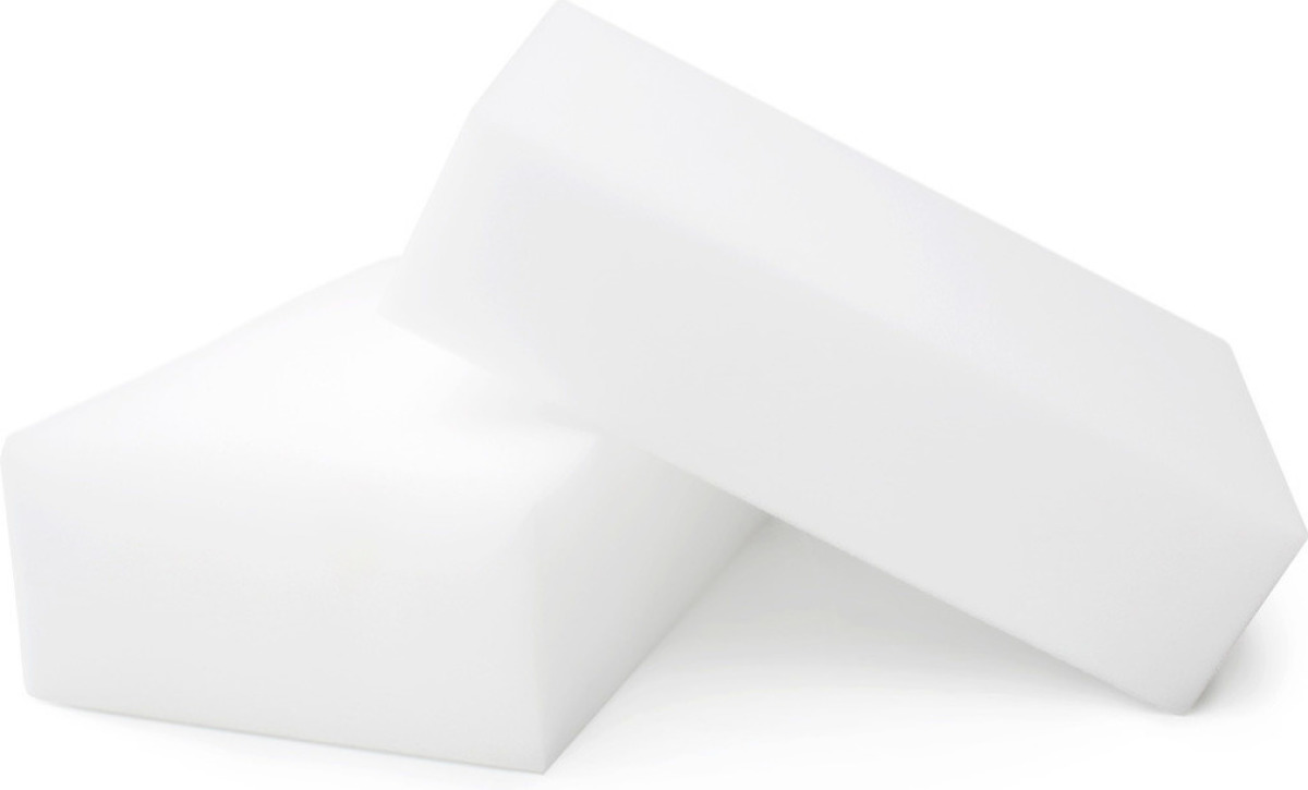 5five Set van 4x stuks wondersponsjes/keukensponsjes wit 10 cm van melaminehars