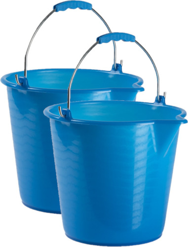 Forte Plastics 2x stuks huishoud schoonmaak emmers kunststof blauw 9 liter inhoud 30 x 26 cm