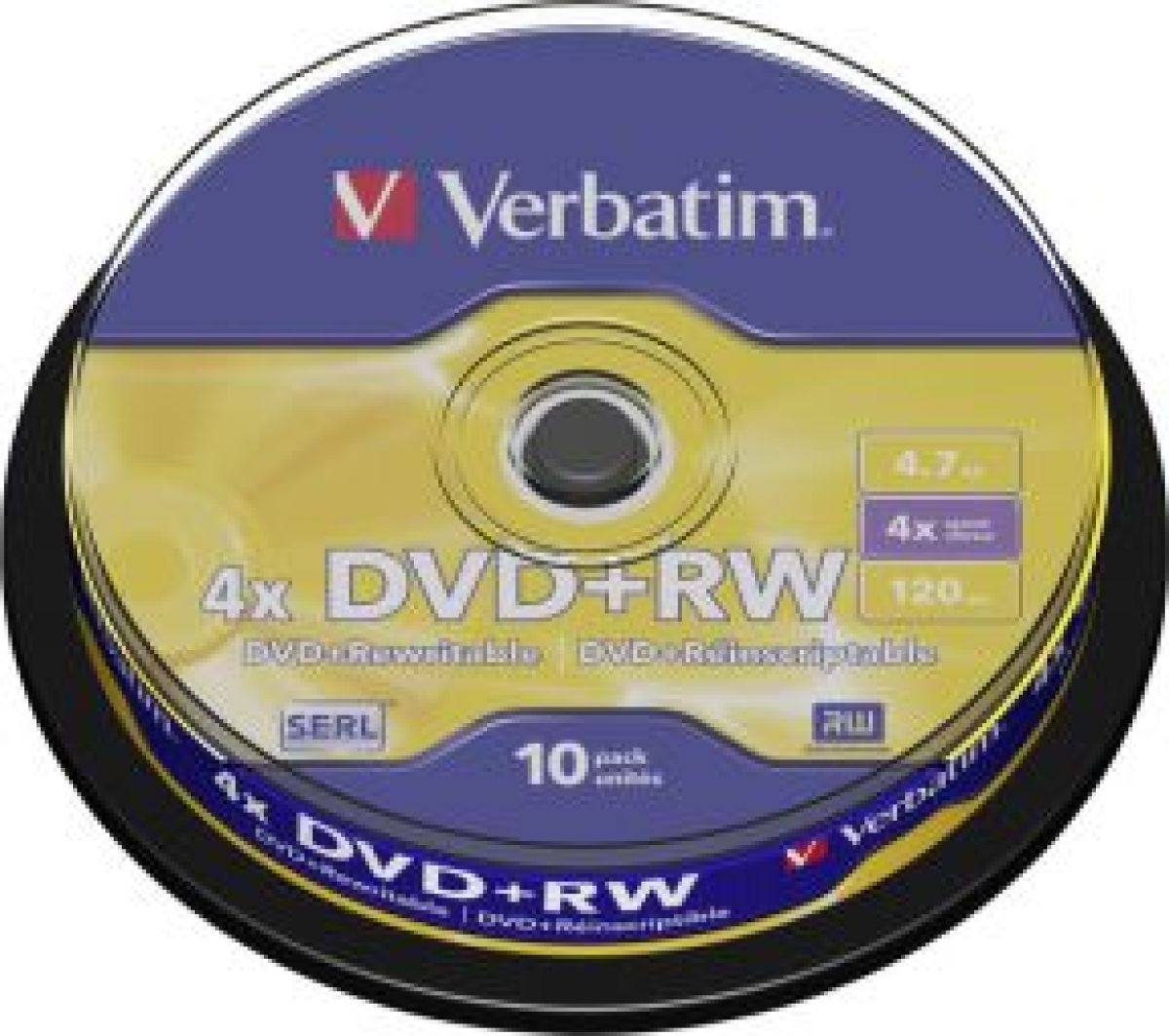 DVD+RW Verbatim 4X 10st. Cakebox