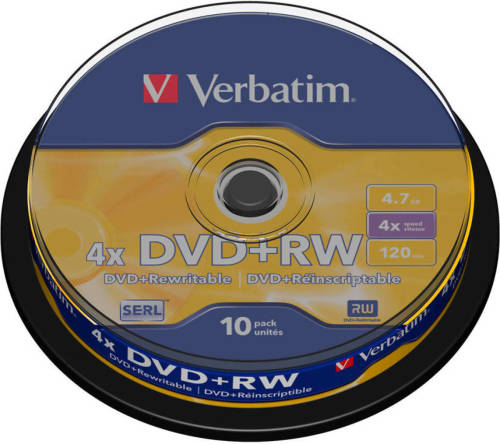DVD+RW Verbatim 4X 10st. Cakebox