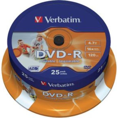 DVD-R Verbatim 16X 25st. Spindle printable