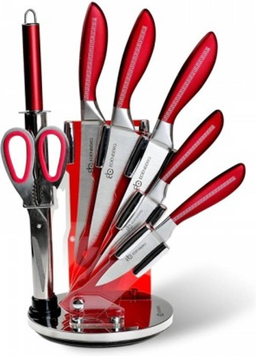 EDENBERG Red Line - Messenset Met Luxe Messenhouder - 8 Delig - Rood, Rvs