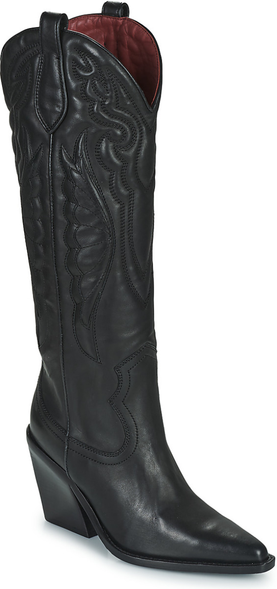 Bronx New-Kole leren cowboylaarzen zwart