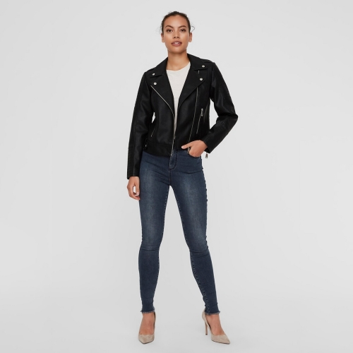 VERO MODA imitatieleren bikerjack VMKERRIULTRA zwart