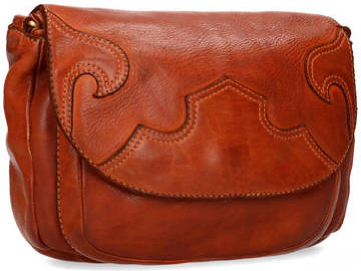 Manfield leren schoudertas cognac
