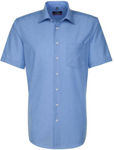 Seidensticker regular fit overhemd blauw