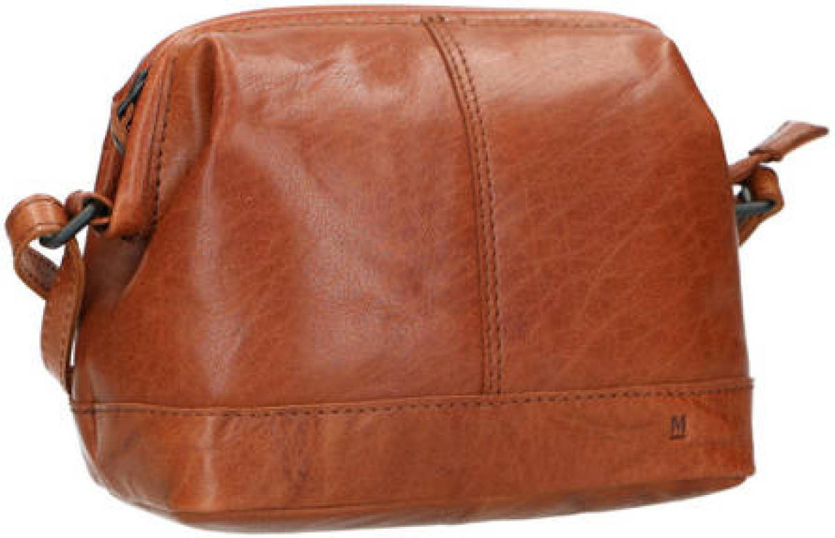 Manfield leren crossbody tas cognac